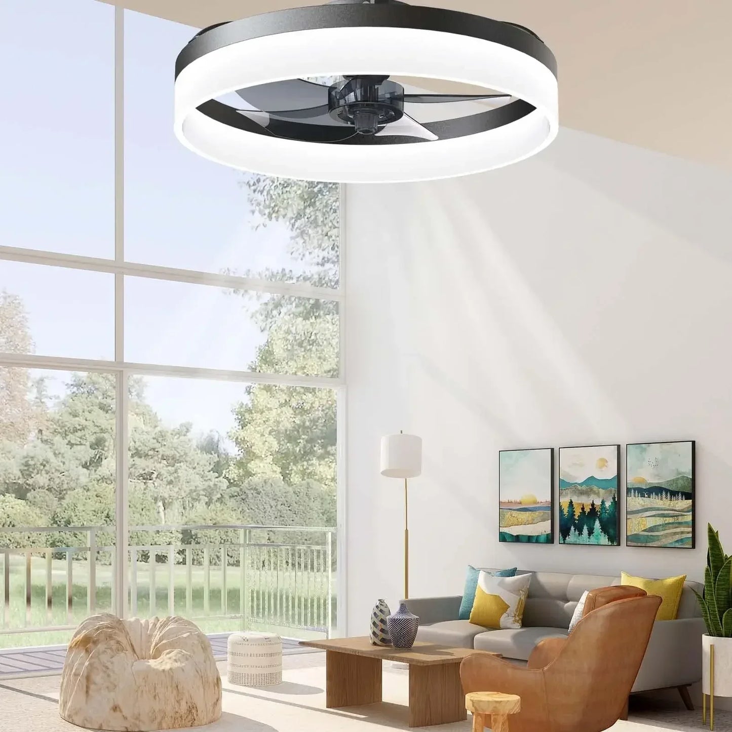 Modern Smart Fan With Lights Winter Infinitely Dimmable Summer Reversible Dual Modes For Living room Bedroom Kitchen