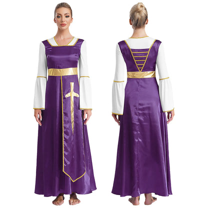 Women Robe Praise Lyrical Dance Dress Church Choir Worship Liturgical Performance Costume Sleeveless Tunic Gown Dancewear Clothe