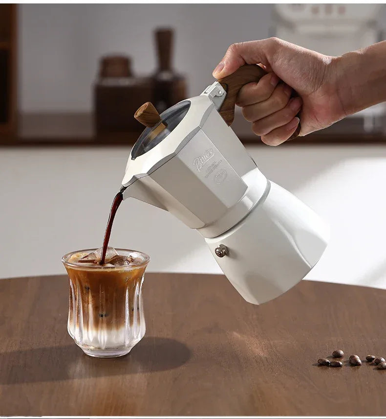 Bincoo Dual Valve Moka Pot Espresso Maker Mocha Pot Brewed Coffee Pot 220V Electric Stove Concentrated Extraction Barista Tools