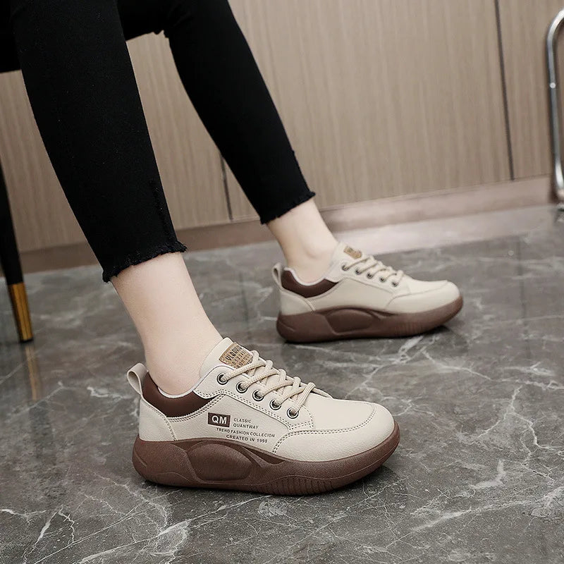 New Women's Shoes 2024 Spring Thick Sole Elevated Shoes Sports Shoes Women's Shoes Student Street Casual Board Shoes
