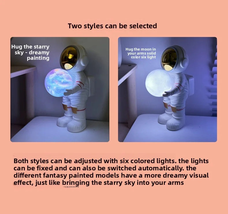 Space Man Hugging the Night Sky Bluetooth Speaker Dreamy Starry Sky Audio System Subwoofer Night Light Decoration Creative Gift