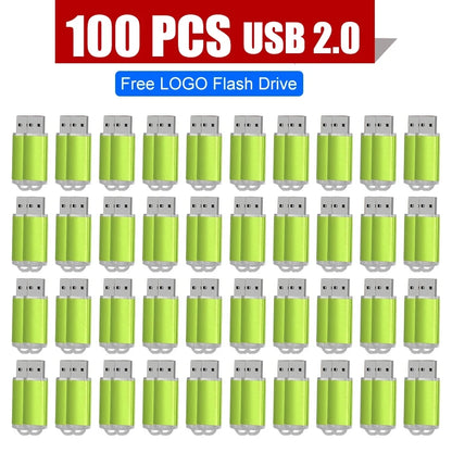 100PCS USB 2.0 Pendrive 128GB 64GB 32GB 16GB 8GB USB Flash Drive 4GB 2GB Free Laser Logo 2.0 USB Flash Drive Stick Best Gift