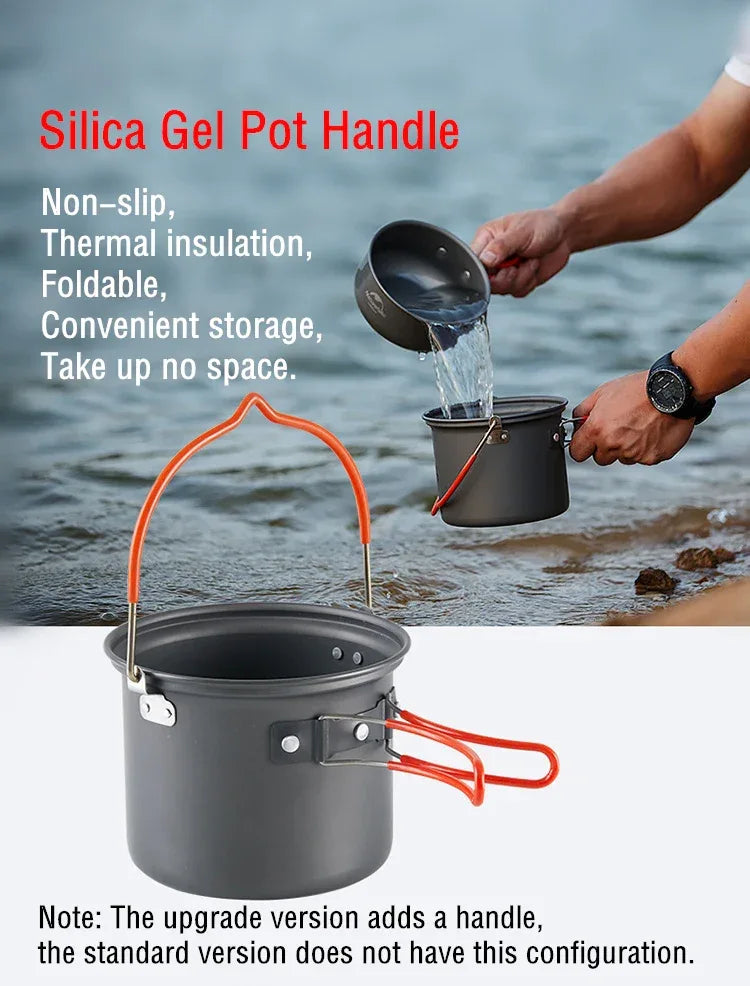 Naturehike Camping Cooking Set Outdoor Picnic Camping Pot Ultralight Portable Picnic Cookware 2-3 Person Hiking Non Stick Pots