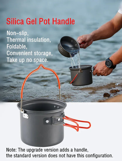 Naturehike Camping Cooking Set Outdoor Picnic Camping Pot Ultralight Portable Picnic Cookware 2-3 Person Hiking Non Stick Pots