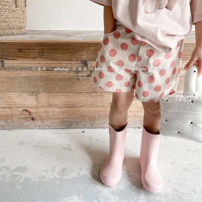deer jonmi 2022 Summer Baby Girls Polka Dots Shorts Korean Style Children Cotton Trousers Toddlers Kids Casual Shorts