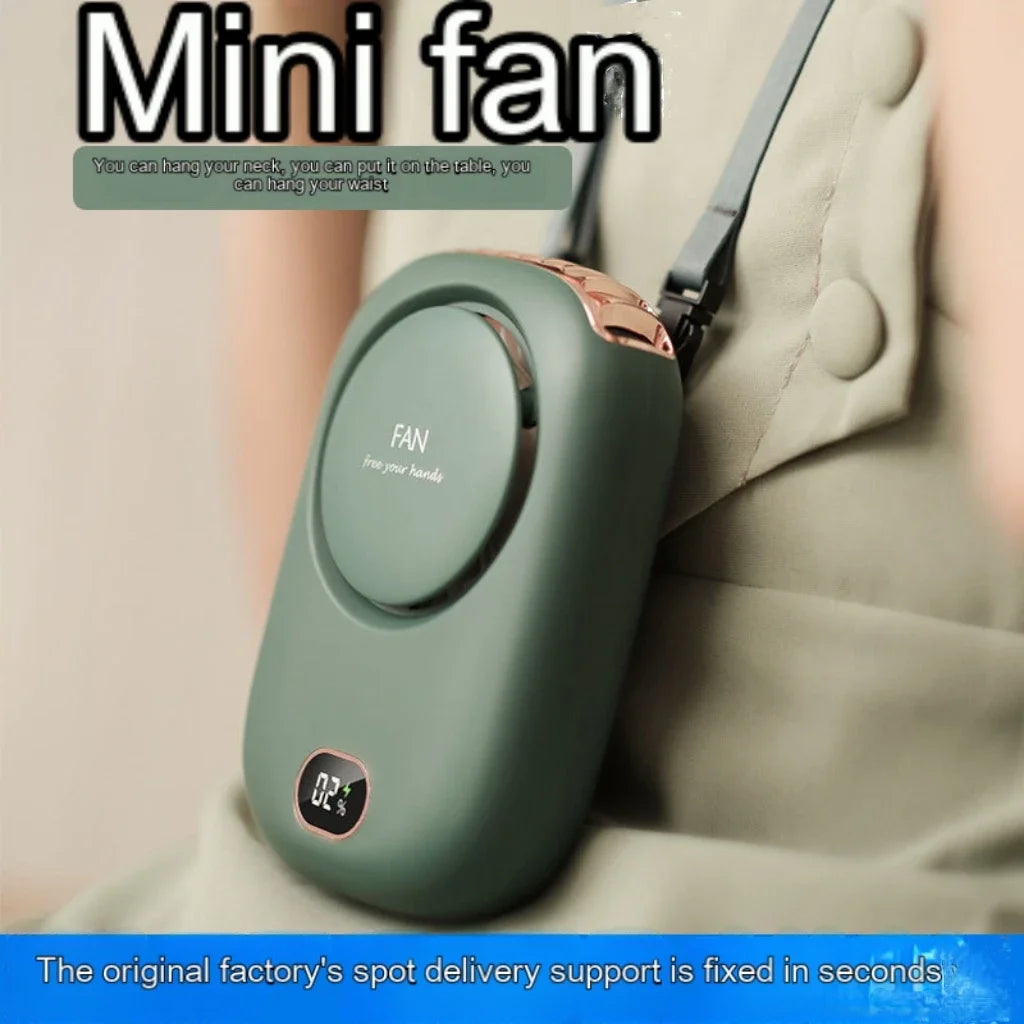 New Portable Mini Fan Hanging Handheld Fan Rechargeable Bladeless Turbo Ultra Quiet Student Hand Held Fan Outdoor Sports Travel