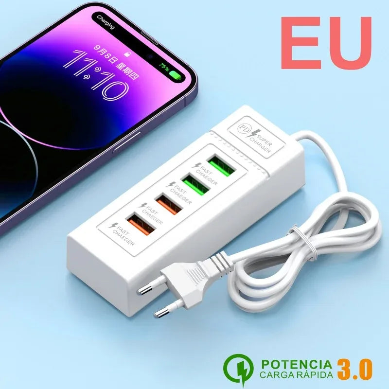 USB C Charger Power Strip Multi Ports Fast Charging EU/US/UK Plug Power Adapter Quick Charge 3.0 PD Type C Wall Charger Socket