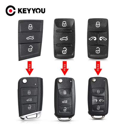 KEYYOU 1PCS Car Key Buttons Pad For VW Golf Mk7 Gol Key For Skoda Rapid superb yeti For Seat ibiza altea leon Car Accessories