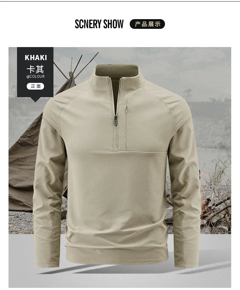 Quick Dry Men's Polo Shirt Stand Collar Pullover Male Long Sleeve Half Zipper Spring Big Size Plus Large 6XL 7XL 8XL Sport Golf