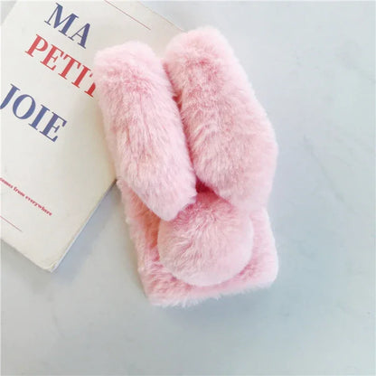 Soft Plush Phone Case For Xiaom Poco C85 C75 C71 C65 C61 C55 C51 C50 C40 C31 C3 Warm Winter Furry Rabbit Bunny Fur Cover