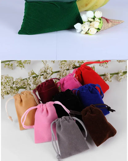 25 Pieces/Batch 15x20 10x15 13x18 9x12 7x9 5x7cm Velvet Drawstring Bag With Jewelry Bag Christmas Wedding Gift Red Velvet Bag