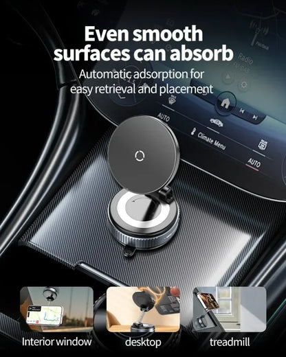 360° Rotation Vacuum Suction Cup For iPhone 12-17 Series Fast Charging Super Strong Magnetic Car Wireless Charger Phone Holder