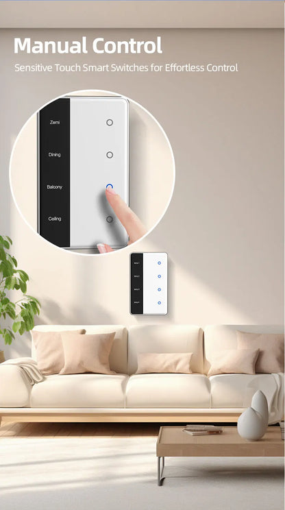 Zigbee Smart DIY Name Switch Work with Tuya App US Type Display Screen Touch Wall Light Switch Alexa Google Home Voice Control
