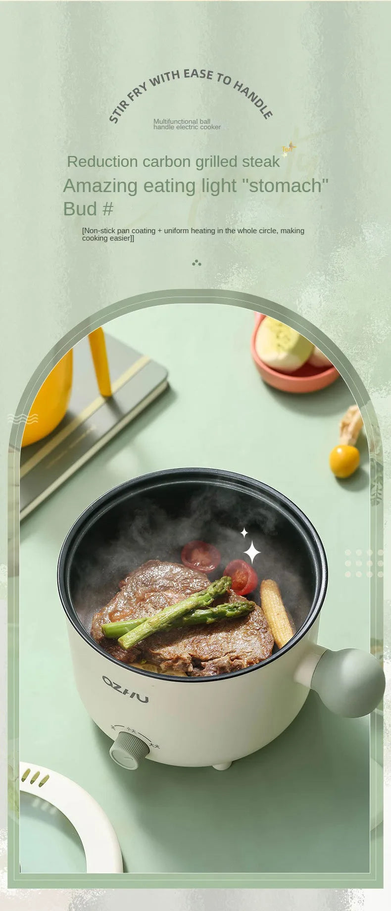 Electric Rice Pot Multicooker Hotpot Stew Heating Pan Noodles Eggs Soup Steamer Rice Cookers Cooking Pot for Home