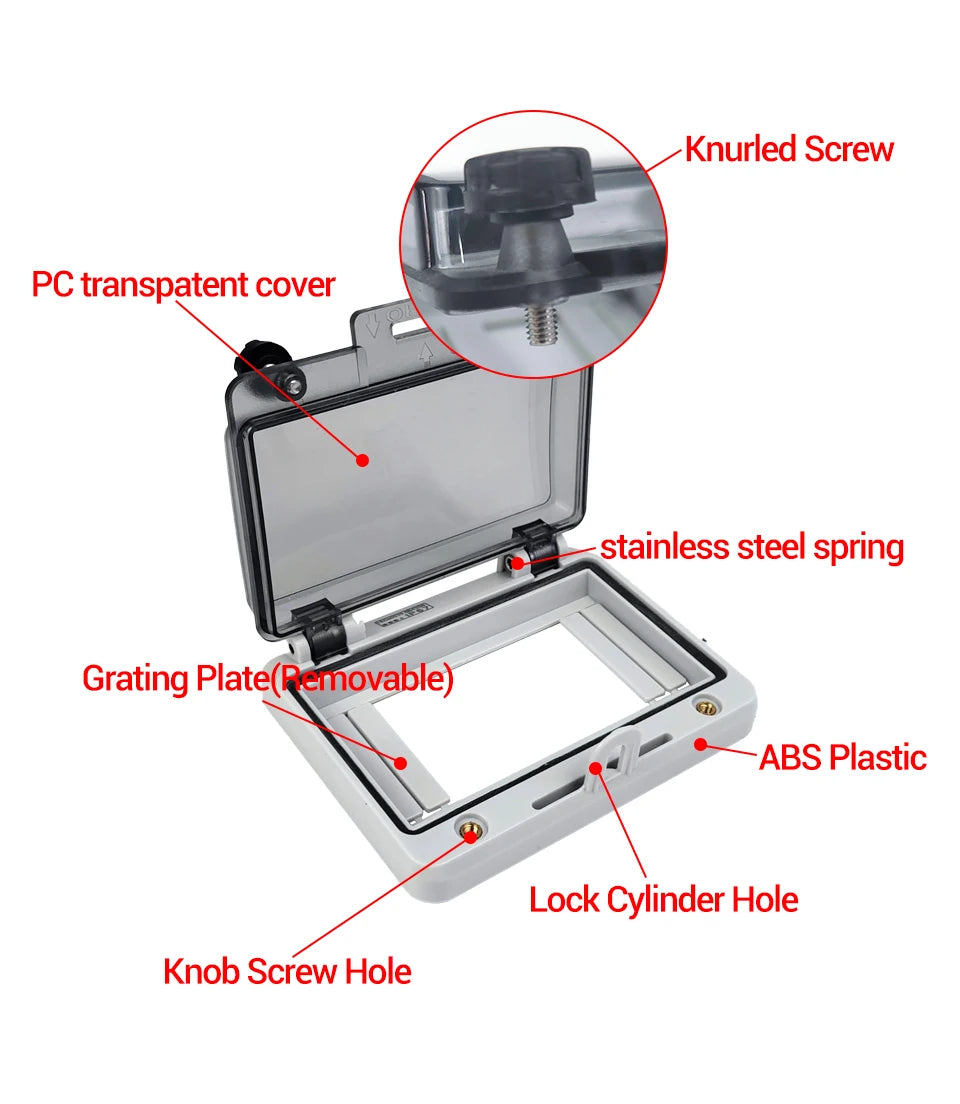 Outdoor Waterproof Window Cover with Lockable Circuit Breaker Electrical Box, Transparent Cover for IP67-Rated Button and Instru