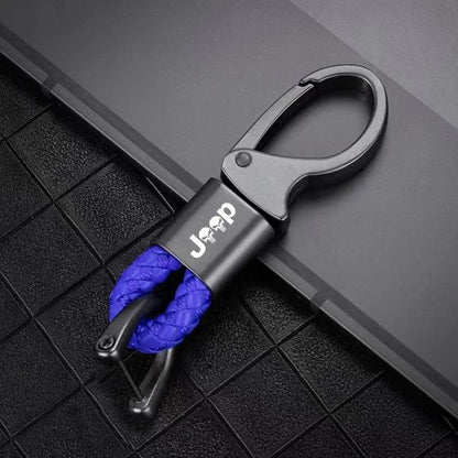 Metal Car Keychain Leather Rope Key Rings Keyring For Jeep Renegade Compass Wrangler Patriot Grand Cherokee Rubicon Accessories