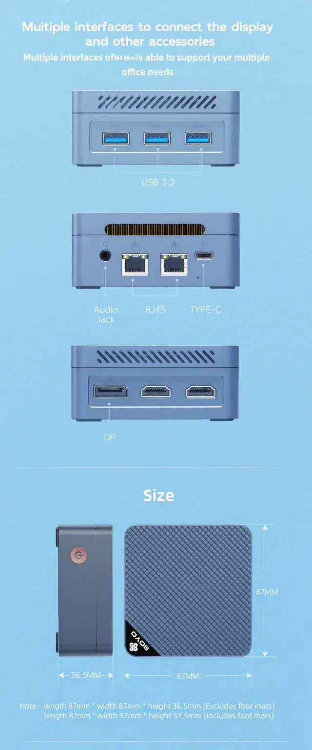 Mini PC SOYO Intel Twin Lake N150 Procesador LPDDR5 12GB RAM 512GB ROM Windows 11 Pro MiniPC WiFi 5 Desktop Computer