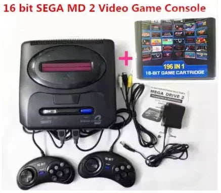 New Arrival Black Color PAL Version EU Plug Game Consoles Fit For Sega MD2 MD 2 TV Video Game Console Classic Card 16 Bit Boy