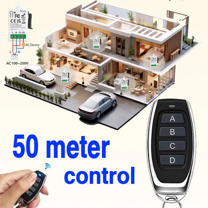 RF433MHz Dry Contact Wireless Remote Control Light Switch AC110V 220V 10A Mini Relay Module for Garage Control Lock LED DIY Lamp