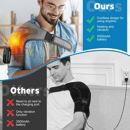 Vibration Shoulder Steamer Belt Heated Shoulder Warmer Massager Electric Smart Massage Machine Temperature Adjust