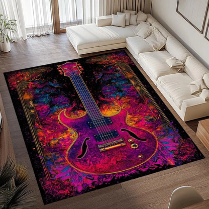 Vintgae Guitar Print Area Rugs Non-Slip Carpets for Home Living Room Kitchen Bedroom Rug Machine Washable Floor Mat