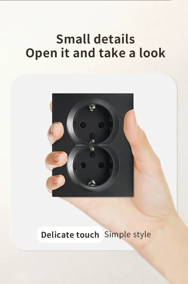Black 250V With Ground Paint Plastic Plugs Socket AC EU Standard Flame Retardant Electrical Outlets Classic Wall Embedded Socket