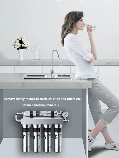 Household Kitchen Ultrafiltration  Water Purifier With Tap Stainless Steel Direct Drink Tap Water Purifier Water Filter System