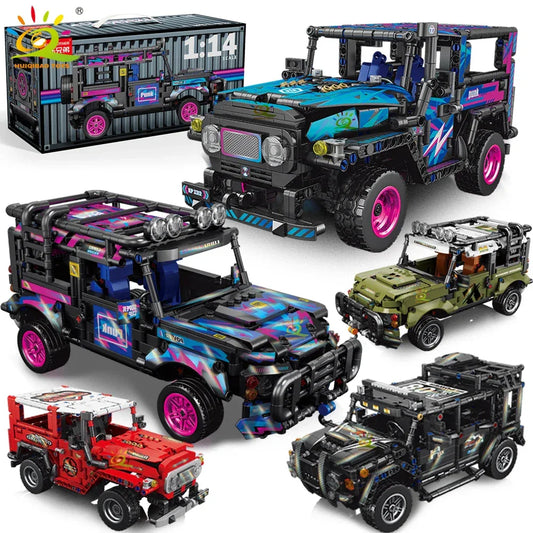 HUIQIBAO 1:14 Off-road Vehicle Racing Car Technical Model Building Block MOC Truck Brick Children City Construction Toy Boy Game by PDG ibma