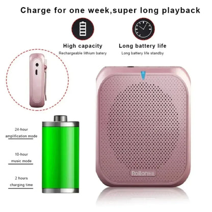 Rolton K400 Portable Voice Amplifier Megaphone Booster 4 Colors Portable Wired Mini Audio Speaker FM Radio MP3 Teacher Training