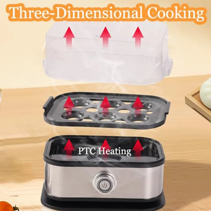 200W Power Eggs Boiler Space Saving Auto Shut-Off Smart Egg Cooker 6 Eggs Capacity Stainless Steel Rapid Egg Cooker2026new