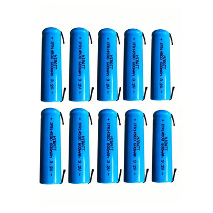 10PCS 14500 LiFePO4 Battery 3.2V 600mAh with solder tabs for Shaver Weight scale Doorbell Mite removal device Microphone Toy