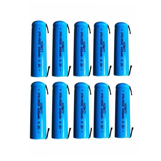 10PCS 14500 LiFePO4 Battery 3.2V 600mAh with solder tabs for Shaver Weight scale Doorbell Mite removal device Microphone Toy