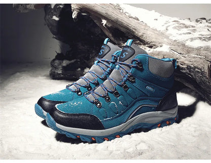 New Men's Winter Boots Warm Plush Snow Boots Outdoor Non-Slip Couple Hiking Boots High-Top Waterproof Sneakers Men's Ankle Boots