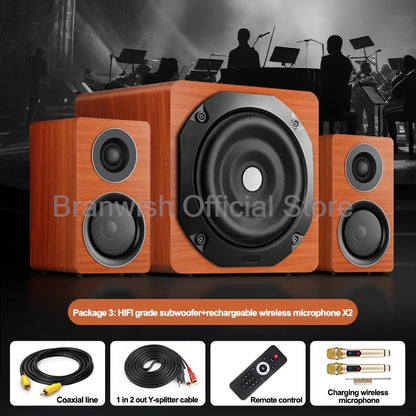 6.5 inch 180W Speaker with 2Pcs Satellite Speakers 5.0 Bluetooth HIFI Sound Box Support RCA USB TF For Home Theater Karaoke 1Pc