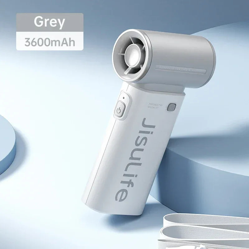 JISULIFE Handheld Turbo Fan,Super Strong Wind,5 Speeds,Long Battery Life,5000mAh,USB Rechargeable,Multipurpose Pocket fan