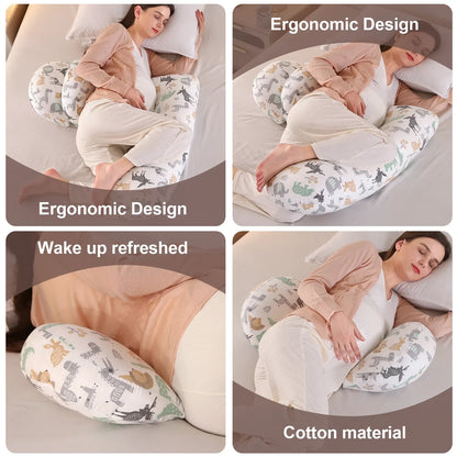 Pregnancy Pillow Maternity Pillow for Side Sleeping Soft Pregnancy Body Pillow Maternity Pillow w/ Detachable Adjustable Pillow