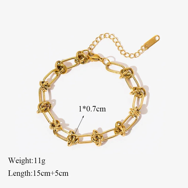 EILIECK 316L Stainless Steel Twisted Bracelet Bangles For Women Trendy 18K Gold Plated Wrist Chain Waterproof Jewelry Gift Party
