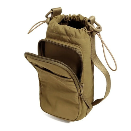 Adjustable Strap Nylon Water Bottle Storage Bag Phone Pocket Nylon Material Portable Water Bottle Bag Protective Cover