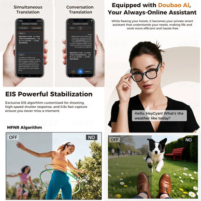 2026 New 8MP Camera Smart AI Glasses 3600mAh Charging Case Power Bank 1080P HD Camera ChatGPT 32GB Translation Video Sunglasses
