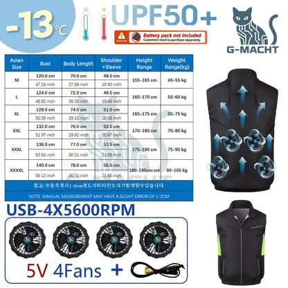 G-MACHT Summer Breathable Wearable Cooling 2-3-4Fans Vest Ice Cooling Air Conditioner Clothes For Outdoor Fishing Heat Resistant