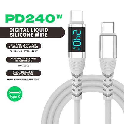 240W USB C Cable with Digital Display PD3.1 Fast Charging Cord for iPhone 17/1615 Pro Max Huawei Xiaomi iPad Laptop