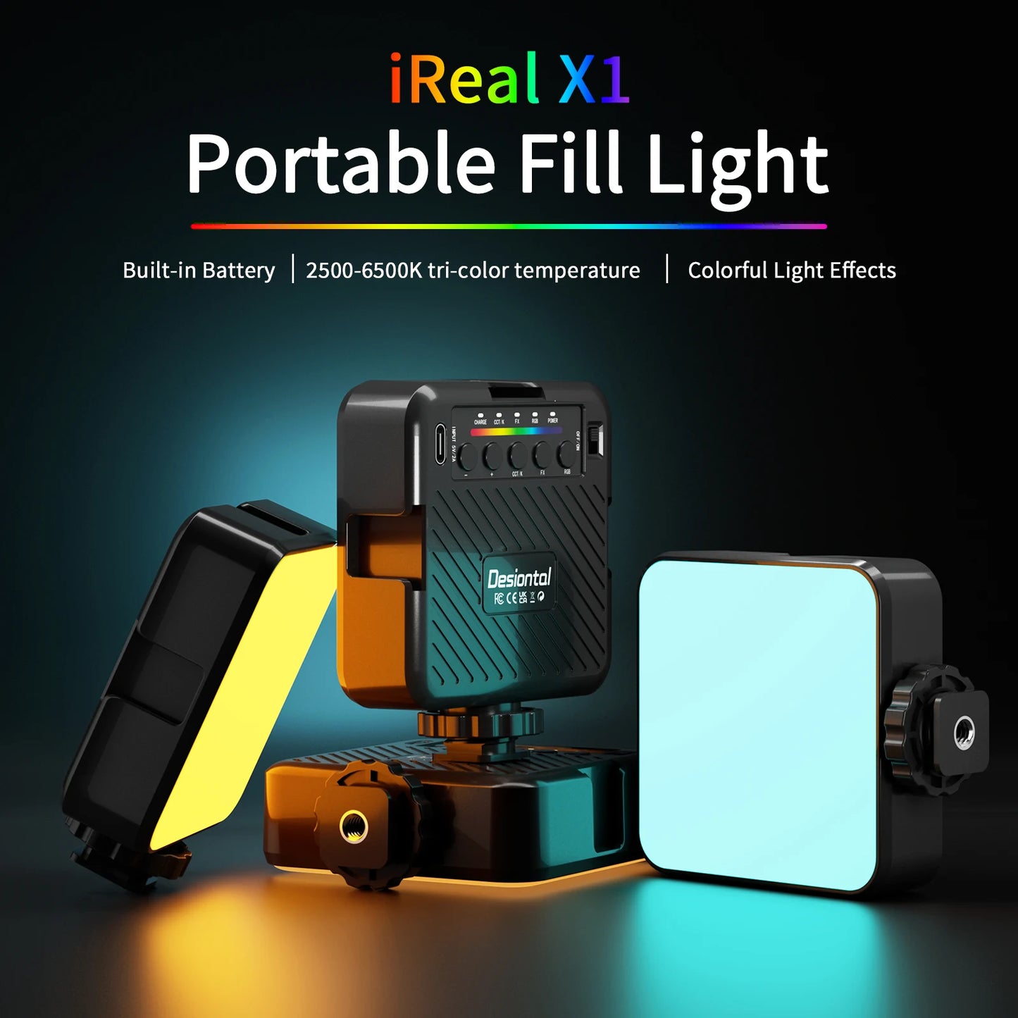 Desiontal X1 Adjustable RGB Multi-Color Photography Fill Light Photography Studio Equipment