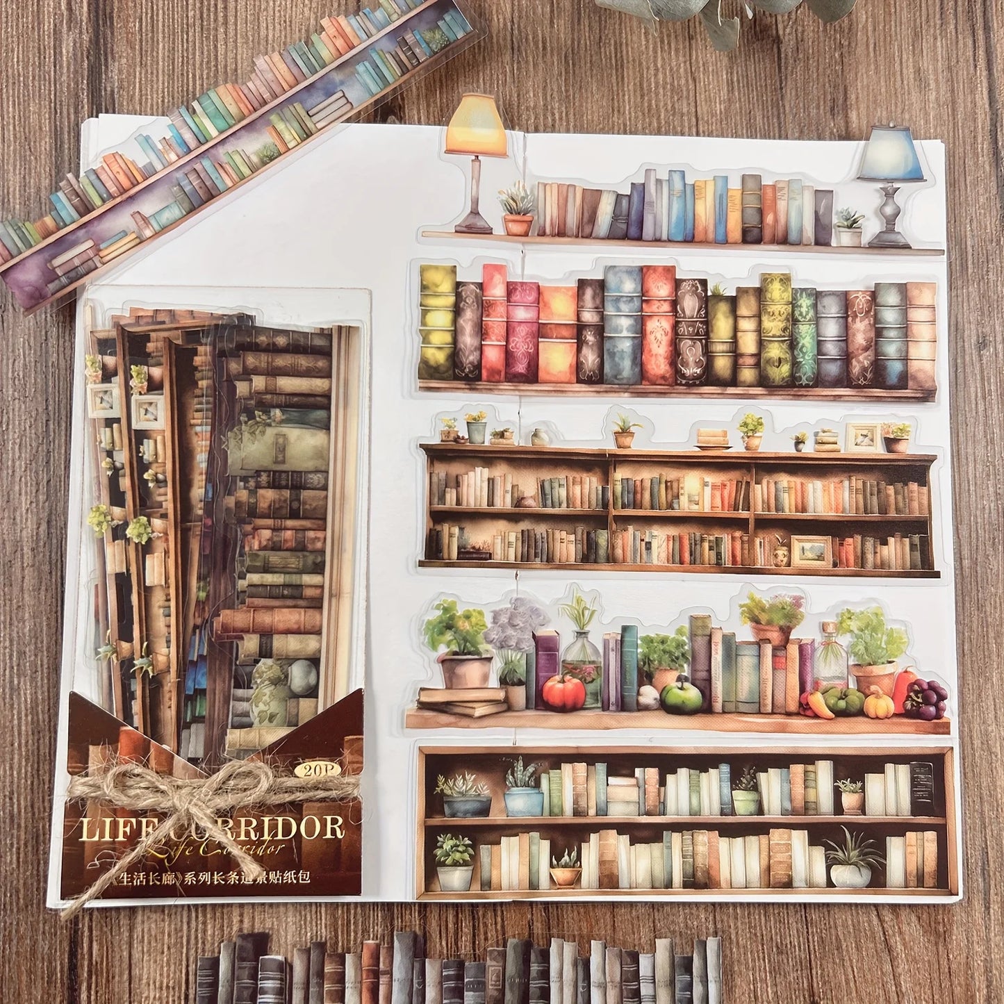 JIANQI 20pcs/pack European Retro Collage Strip Stickers DIY Collage Decoration Album junk journal Scrapbook PET Stickers