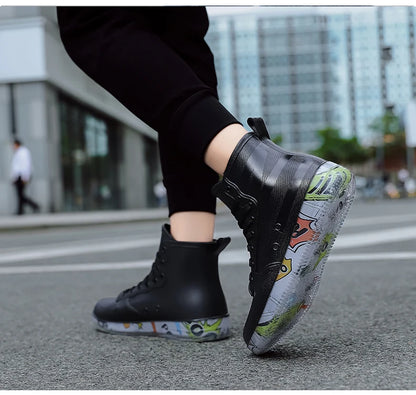 Men Rain Boots Fashion Trendy Nude Boots Anti-skid Work Chef Shoes Durable Waterproof Rubber Fishing Shoes Male Sneakers 2023New