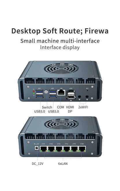 Topton Solid i7 13620H i3 1220P N300 Core 3 100U Firewall Mini PC 6x2.5G LAN DDR5 NVMe Proxmox pfSense OPNsense Mini Computer