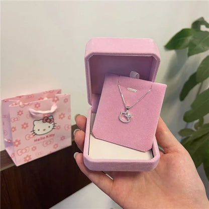 Collier Hello Kitty Sanrio, pendentif chaîne clavicule, bijou simple et élégant pour femme, blanc, tendance, cadeau pour amies et couples