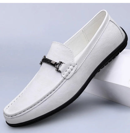 Men Loafers Slip on White Leather Shoes Casual Fashion Luxury Shoes Designer Italian Brand Loafer Moccasins Four Seasons