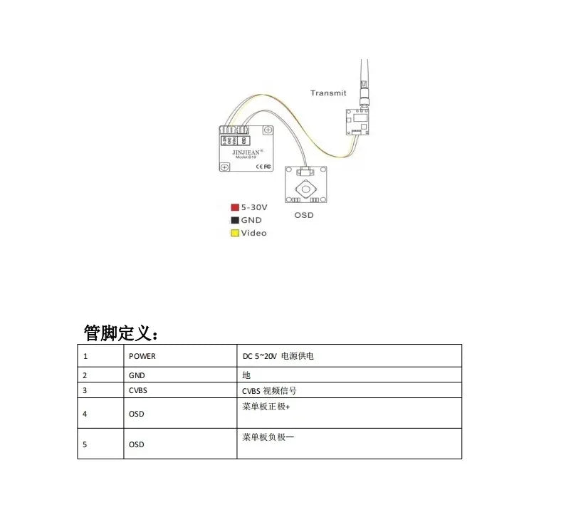 1/3 CMOS 1500TVL Mini FPV-camera met 2,1 mm lens 5V-30V PAL / NTSC Interne OSD verstelbaar voor RC FPV Racing Drone