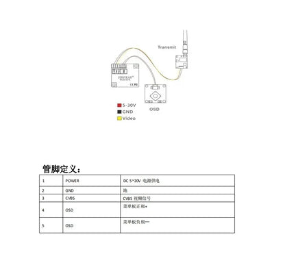 1/3 CMOS 1500TVL Mini FPV-camera met 2,1 mm lens 5V-30V PAL / NTSC Interne OSD verstelbaar voor RC FPV Racing Drone