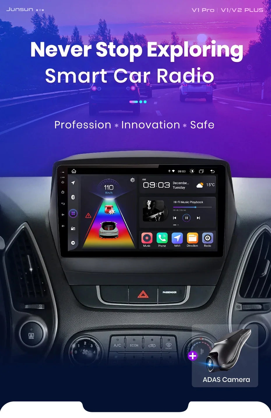 Junsun Android Wireless CarPlay Auto Car Radio For Hyundai Tucson 2 ix35 2009-2015 Car Intelligent Systems DSP SWC RDS GPS FM BT